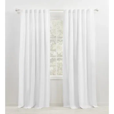Ralph Lauren Leanne 100% Linen Light Filtering With Lining Back Tab/rod Pocket Curtain Panel In White