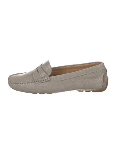 Pre-owned Ralph Lauren Leather Animal Print Loafers In Gray