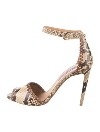 Pre-owned Ralph Lauren Leather Animal Print Sandals In Neutrals