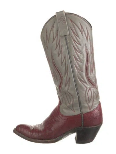 Pre-owned Ralph Lauren Leather Animal Print Western Boots In Multicolor