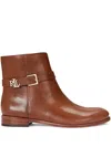 Ralph Lauren Leather Ankle Boots In Brown