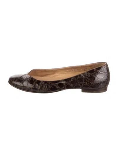 Pre-owned Ralph Lauren Leather Ballet Flats In Brown