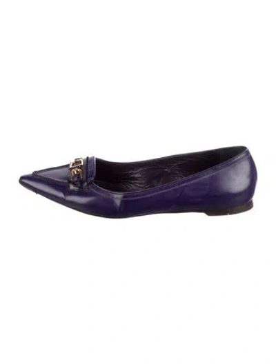 Pre-owned Ralph Lauren Leather Ballet Flats In Purple