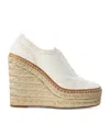Ralph Lauren Leather Barlowe Wedge Espadrilles 110 In White