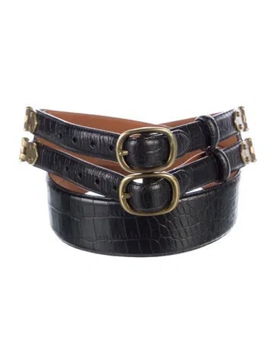 Pre-owned Ralph Lauren Leather Belt In Black