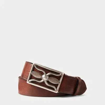 Ralph Lauren Leather Belt In Vintage Brown