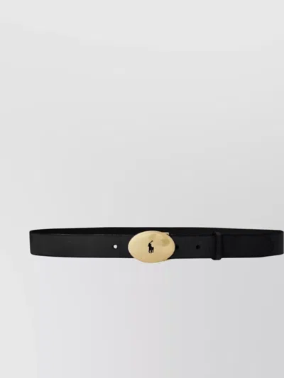 Ralph Lauren Leather Belts Oval Buckle In Black