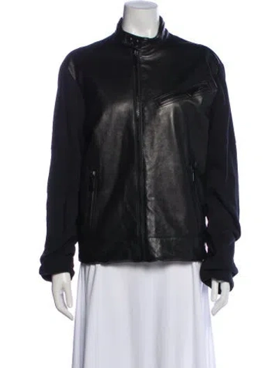 Pre-owned Ralph Lauren Leather Biker Jacket In Black