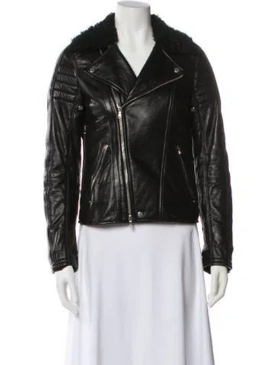 Pre-owned Ralph Lauren Leather Biker Jacket In Black