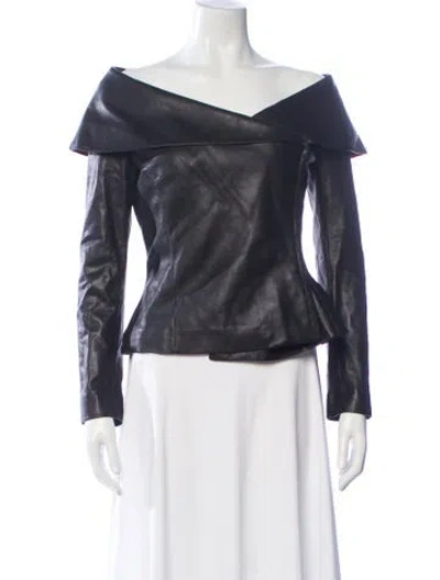 Pre-owned Ralph Lauren Leather Biker Jacket In Black