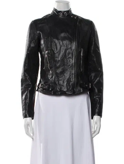 Pre-owned Ralph Lauren Leather Biker Jacket In Black