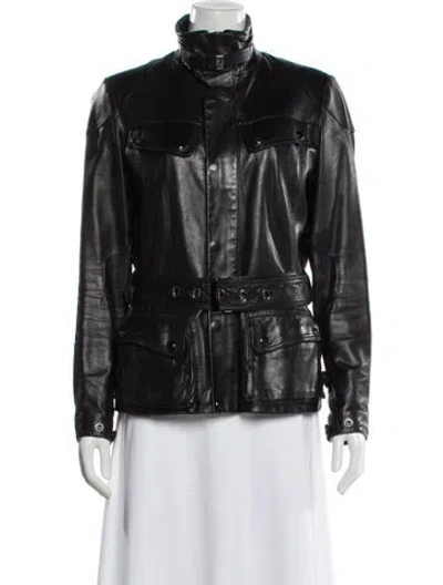 Pre-owned Ralph Lauren Leather Biker Jacket In Black