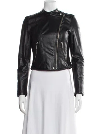 Pre-owned Ralph Lauren Leather Biker Jacket In Black