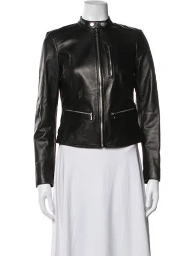 Pre-owned Ralph Lauren Leather Biker Jacket In Black