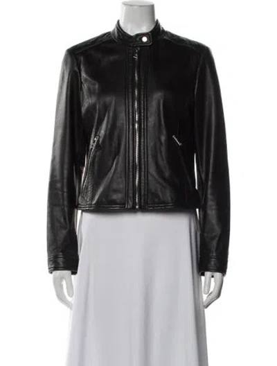 Pre-owned Ralph Lauren Leather Biker Jacket In Black