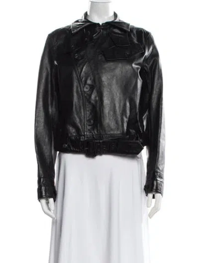 Pre-owned Ralph Lauren Leather Biker Jacket In Black