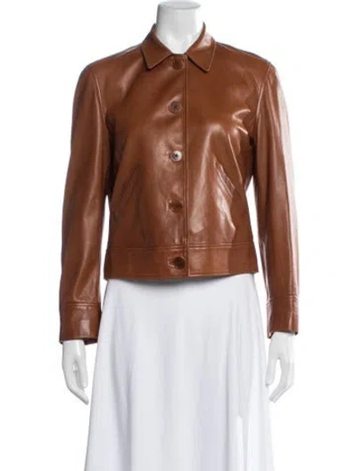 Pre-owned Ralph Lauren Leather Biker Jacket In Brown