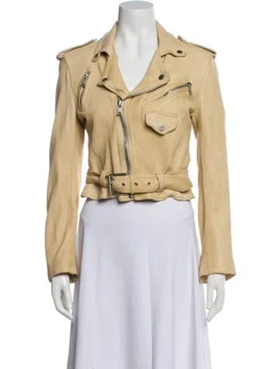 Pre-owned Ralph Lauren Leather Biker Jacket In Neutral