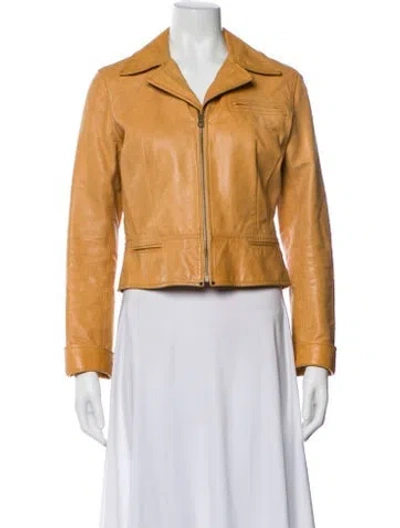 Pre-owned Ralph Lauren Leather Biker Jacket In Neutral