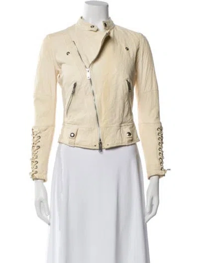 Pre-owned Ralph Lauren Leather Biker Jacket In Neutral