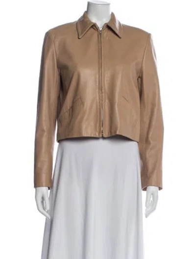 Pre-owned Ralph Lauren Leather Biker Jacket In Neutral