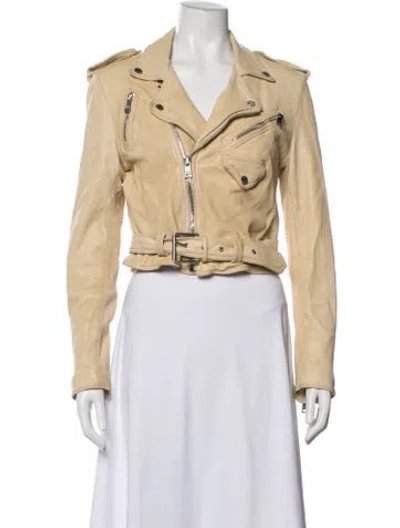 Pre-owned Ralph Lauren Leather Biker Jacket In Neutrals