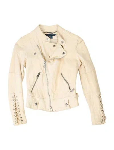 Pre-owned Ralph Lauren Leather Biker Jacket In Neutrals