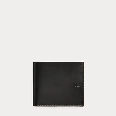 Ralph Lauren Leather Billfold In Black Over Brown