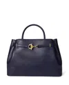 Ralph Lauren Leather Blaike Satchel Bag In Blue