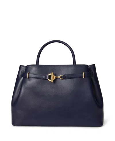 Ralph Lauren Leather Blaike Satchel Bag In Blue