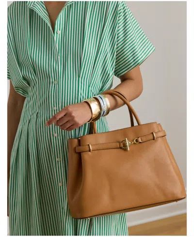 Ralph Lauren Leather Blaike Satchel Bag In Brown