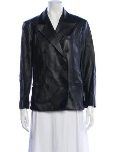 Pre-owned Ralph Lauren Leather Blazer In Blue