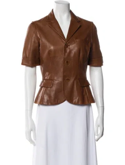Pre-owned Ralph Lauren Leather Blazer In Brown
