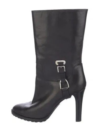 Pre-owned Ralph Lauren Leather Boots In Black