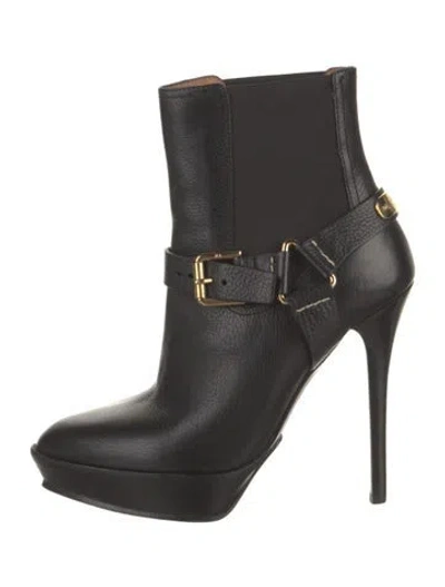 Pre-owned Ralph Lauren Leather Boots In Black