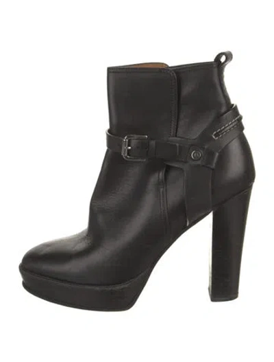 Pre-owned Ralph Lauren Leather Boots In Black