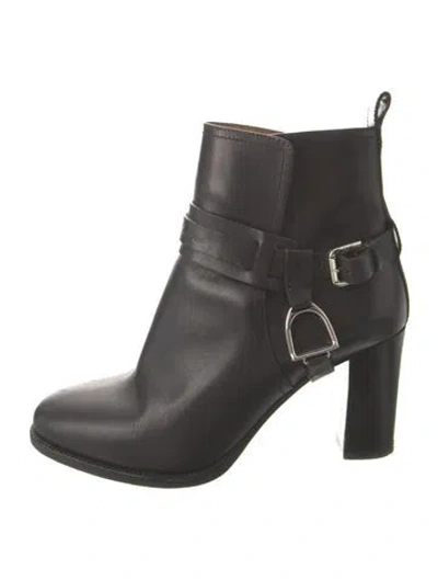 Pre-owned Ralph Lauren Leather Boots In Black