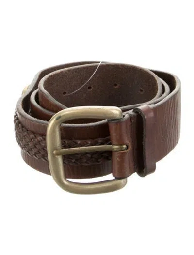 Pre-owned Ralph Lauren Leather Braided Accents Belt In Brown