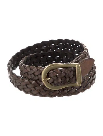 Pre-owned Ralph Lauren Leather Braided Accents Belt In Brown