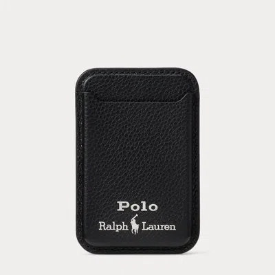 Polo Ralph Lauren Leather Card Case With Magsafe In Black
