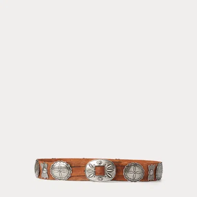 Polo Ralph Lauren Plaque Buckled Belt In Brown