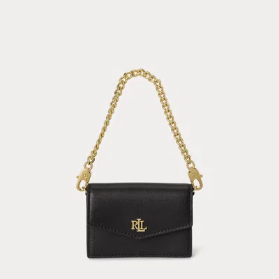 Ralph Lauren Leather Chain Card Case In Black