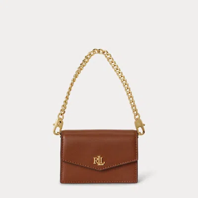 Ralph Lauren Leather Chain Card Case In Lauren Tan In Brown