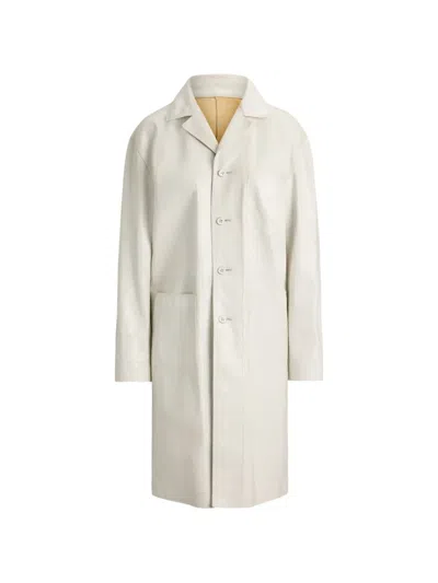 Ralph Lauren Leather Coatcracked-effect In White
