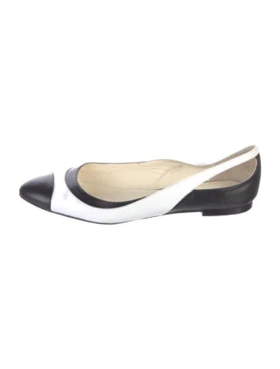 Pre-owned Ralph Lauren Leather Colorblock Pattern Ballet Flats In White