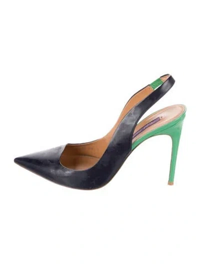 Pre-owned Ralph Lauren Leather Colorblock Pattern Slingback Pumps In Multi