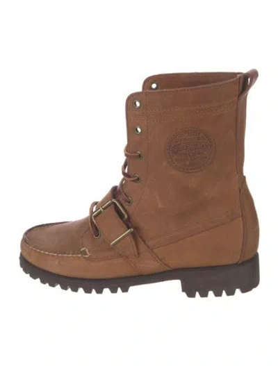Pre-owned Ralph Lauren Leather Combat Boots In Neutral