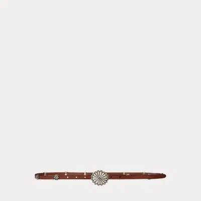 Ralph Lauren Leather Concho Belt In Brown