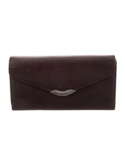 Pre-owned Ralph Lauren Leather Continental Wallet In Brown