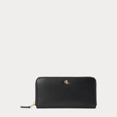Ralph Lauren Leather Continental Wallet In Black